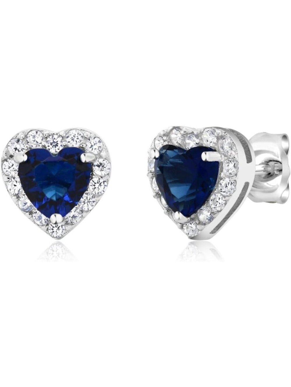 Sparkling Heart Halo Cubic Zirconia Stud Earrings - Elegant Gemstone Jewelry
